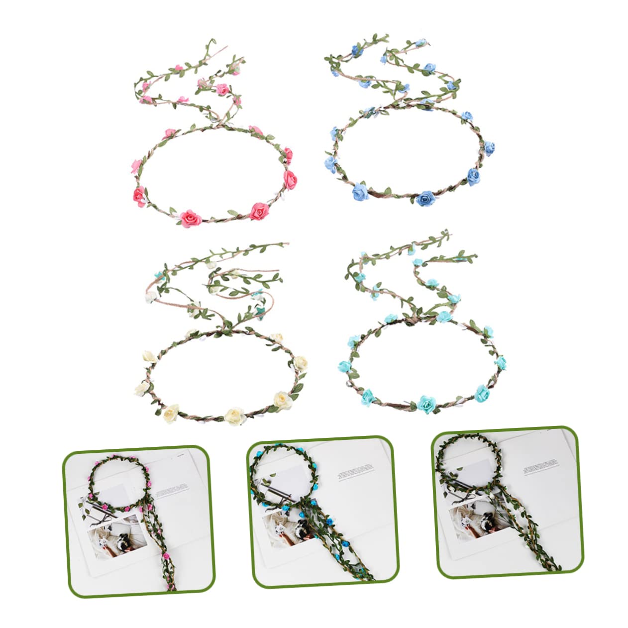 Beavorty 12 Piezas Diadema De Flores Rosas Guirnalda De Flores Flor De Cabeza De Puerta De Flores Artificial para Pared Tocado De Novia Viajar Las Flores Cabeza De Flor Paño