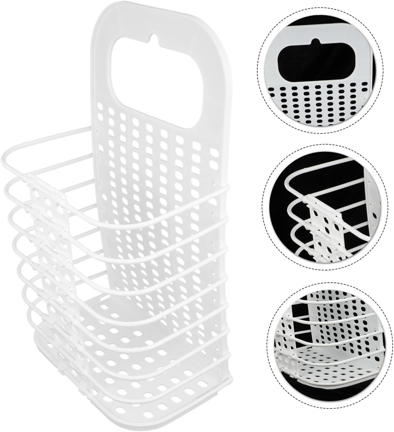 Foldable Wall Mounted Laundry Basket Small White Space Saving Hanging Clothes Storage Hamper for Bathroom and Bedroom and Practical Dirty Clothes Organizer