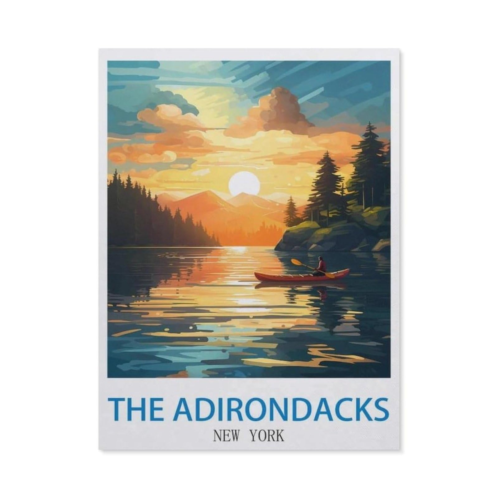 BEAYODKP 5D DIY Diamond Painting kit，The Adirondacks New York，Round Resin Diamond Cross Stitch, Home Decoration Gift（50 x 60 cm/19.68 x 23.62 inches）-CJ99