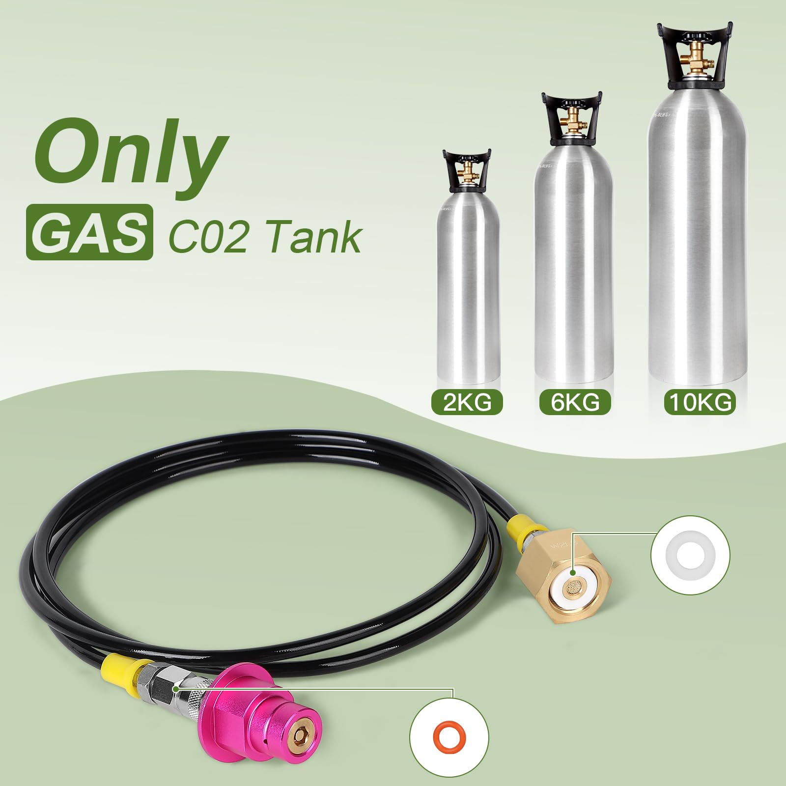 EFUTURETIME Adapter węża do butli CO2 W21.8-14 Soda-Stream Refill Quick Connect o wysokim ciśnieniu 1,5 m, kompatybilny z Soda-Stream Duo, Crystal 3.0, Gaia, Art, Terra
