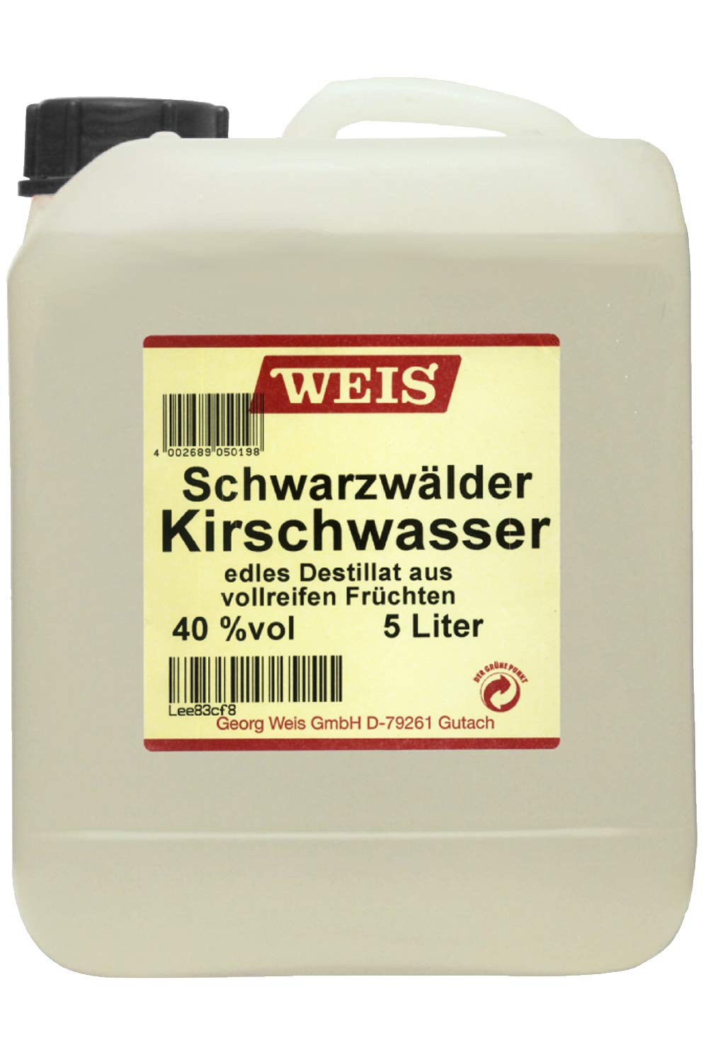 Elztalbrennerei Georg Weis Kirschwasser 40% 5,0 Liter Kanister