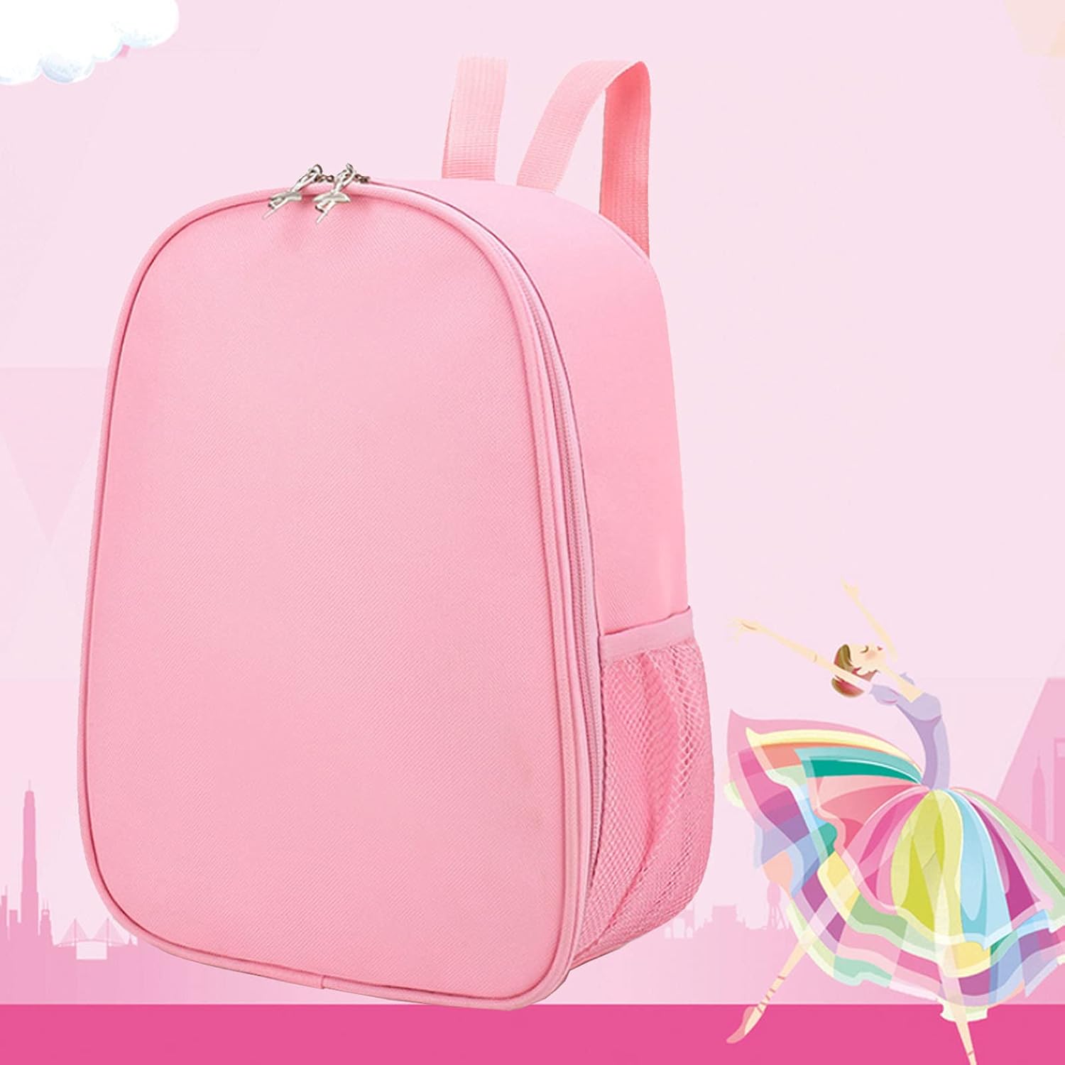 Yitengteng Ballerina Bag,Nylon Dance Backpack Bag for Girls,Simple and Large-capacity Children's Bag (Pink) - Image 4