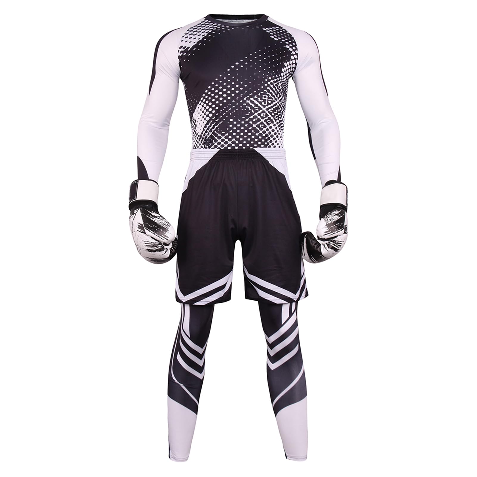 3 pièces Ensemble Compression Homme Tenue, Sport Fitness Vêtement, Running Shirt Compression Legging Sport Short, Running Jogging Cyclisme