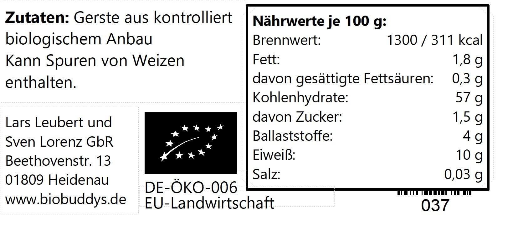 Bio Gerste 25 kg | Klassisches Getreidekorn für Frischvermahlung, Suppen, Eintöpfe, Körnerbrot, Bratlinge und herzhafte Beilagen