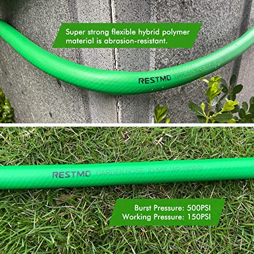 Restmo 50Ft Garden Hose, 5/8” Hybrid Water Hose With Swivel Grip Handle, Kink Free | Drinking Safe | Heavy Duty | Lightweight | Super Flexible | Metal Fittings, All-Weather Outdoor Yard Watering #TOP2