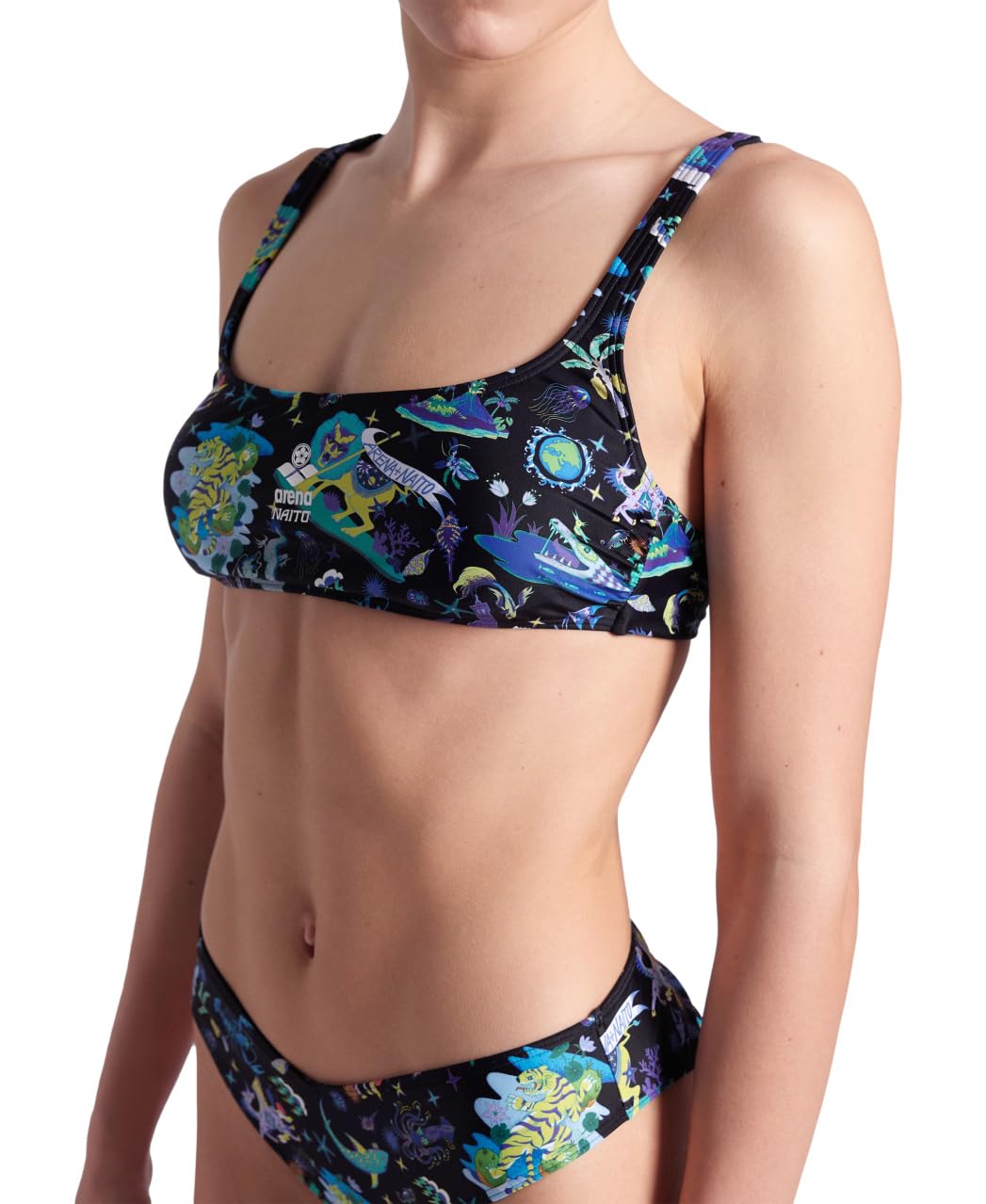 Arena Women's Arena Fun Planet Bikini Bralette Two Piece Swimsuit Donna (Pacco da 1)