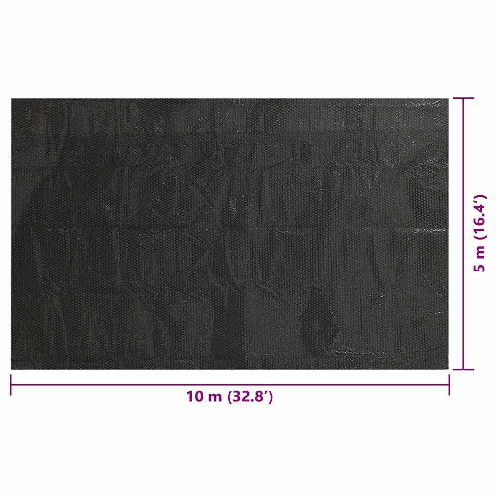 Bâche Solaire à Bulles Flottant pour Piscine 10x5m Noir Rectangulaire