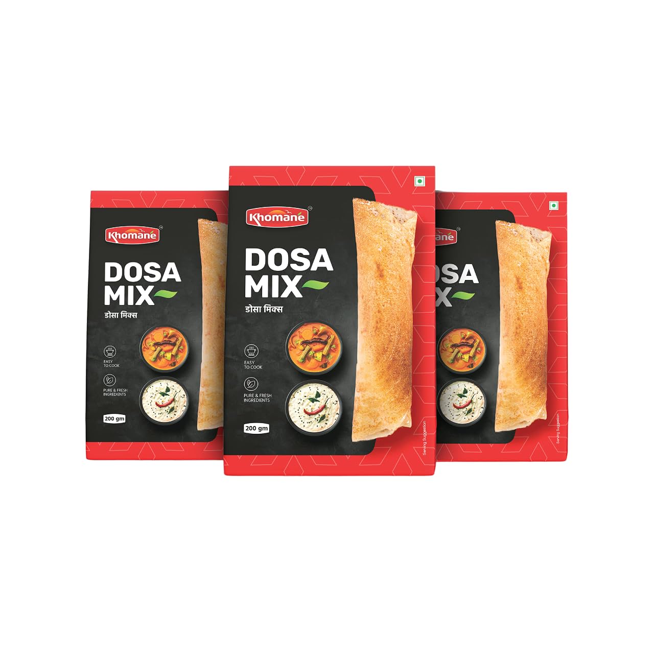 Khomane Instant Rice Dosa Breakfast Ready Mix Powder | Makes 16 Dosa per Pack | Pure Veg South indian Breakfast (Pack of 3-200 Gm)