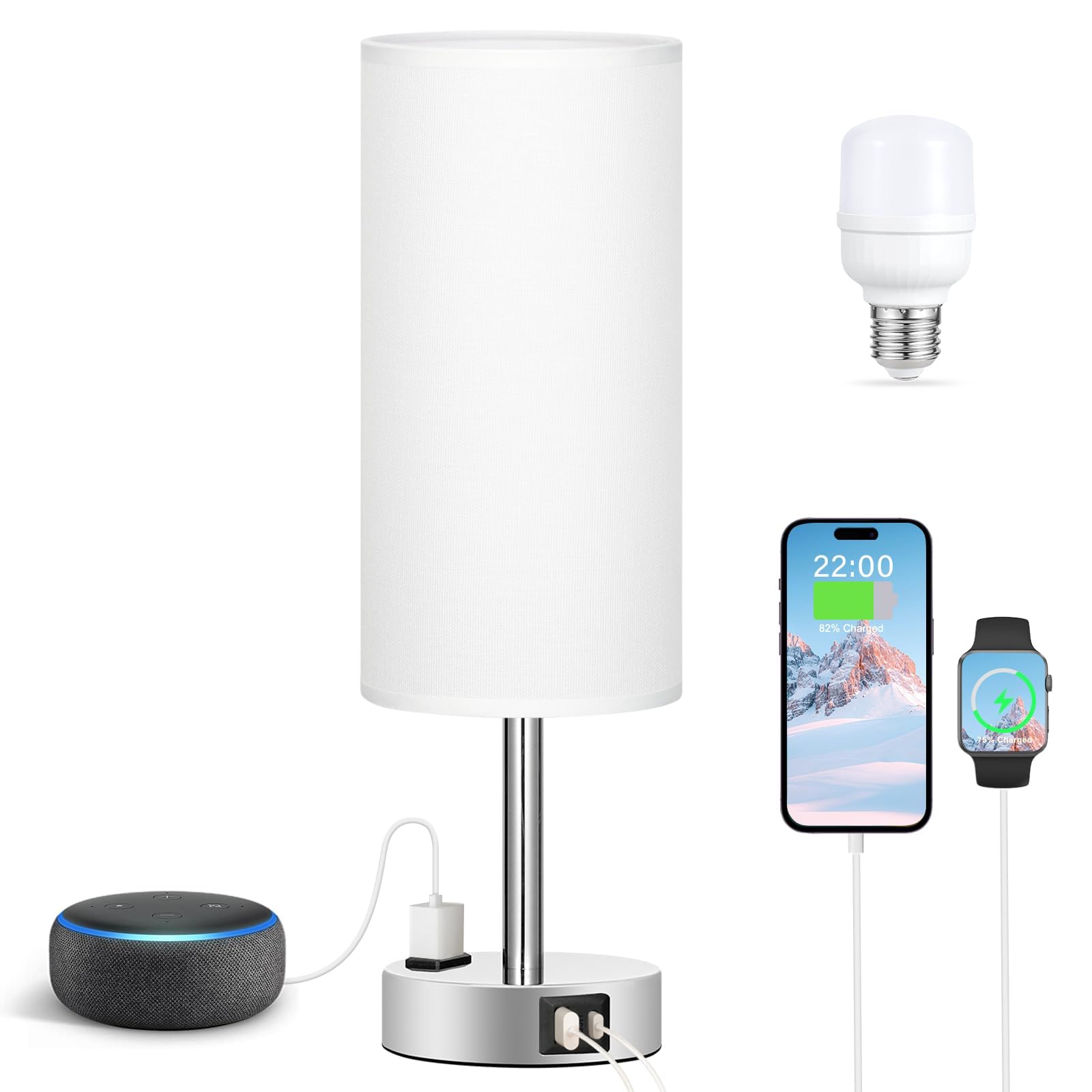 TAIKOUL 2pcs Lámparas de Mesa con Control Táctil,Lámparas de Escritorio,Luz de Noche para Niños 3 Temperaturas de Color