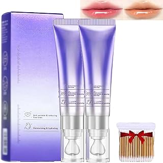 2個保湿リップエッセンス、自然な変色リップバーム、しわ防止リップセラムオイル、ム なめらかツヤ 唇用美容液 、べたつかず長時間保湿 (ストロベリー+オレンジ味, 01#+02#)