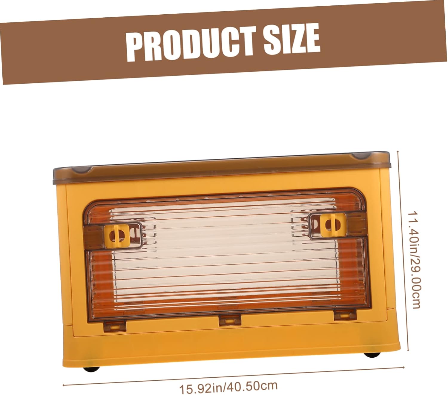 Healifty Portable Foldable Storage Box with Wheels and Lid Transparent Yellow Small Plastic Organizer for Home and Office PP Material Sundries Holder with Stable Stackable Design