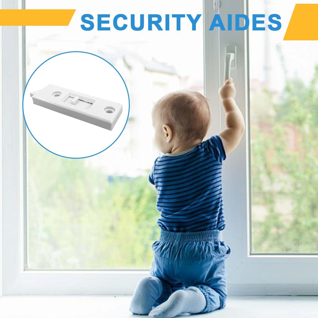 Serplex® 4Pcs Window Latch Locks Spring Loaded Window Tilt Latch Replacement Part - Vinyl Plastic Construction Window Parts and Hardware with 2 Inch Hole Center Spacing Sliding Lock for Home Safety
