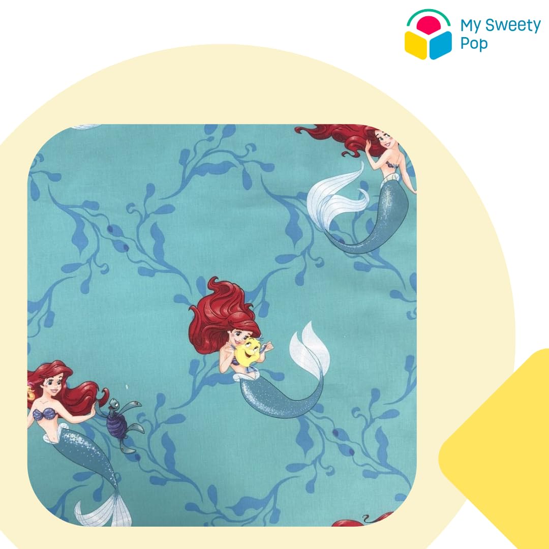 My sweety pop Parure de lit Enfant 2 pièces Housse de Couette Réversible | 140x200 Taie d'oreiller 70x90 cm Literie 100% Coton La Petite Sirène Bleu Vert