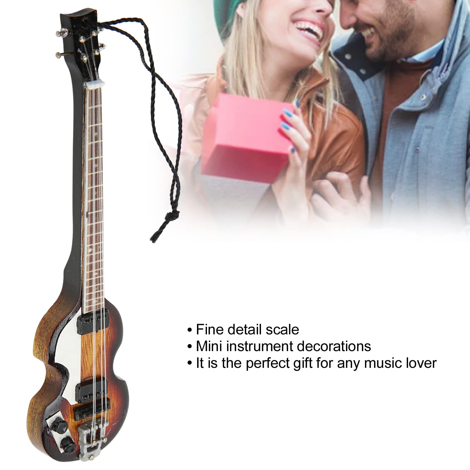 Cyrank Kit Modello Di Chitarra In Miniatura In Legno – Ornamento Per Casa Delle Bambole E Scrivania - 3