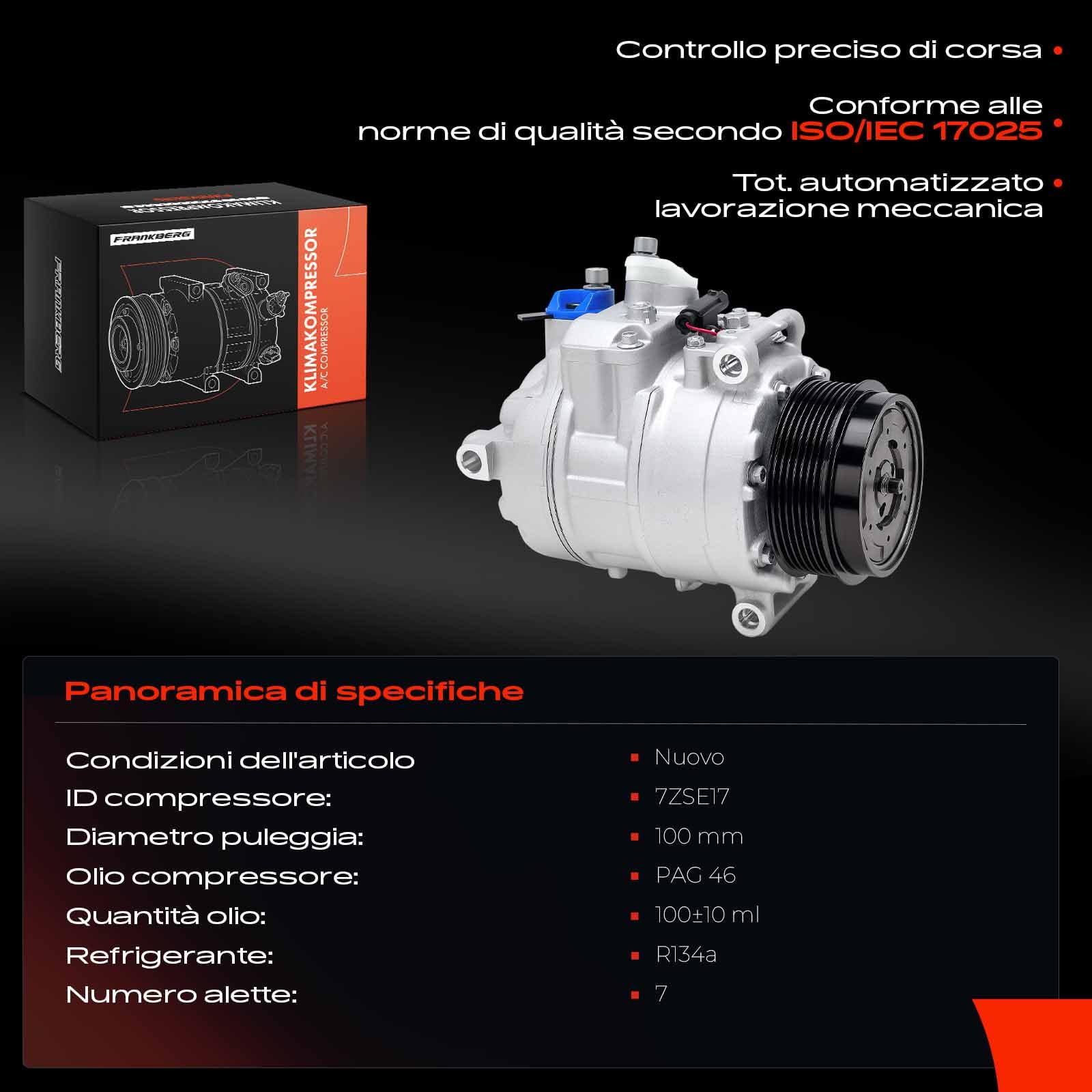 Frankberg Compressore per aria condizionata con frizione, diesel,