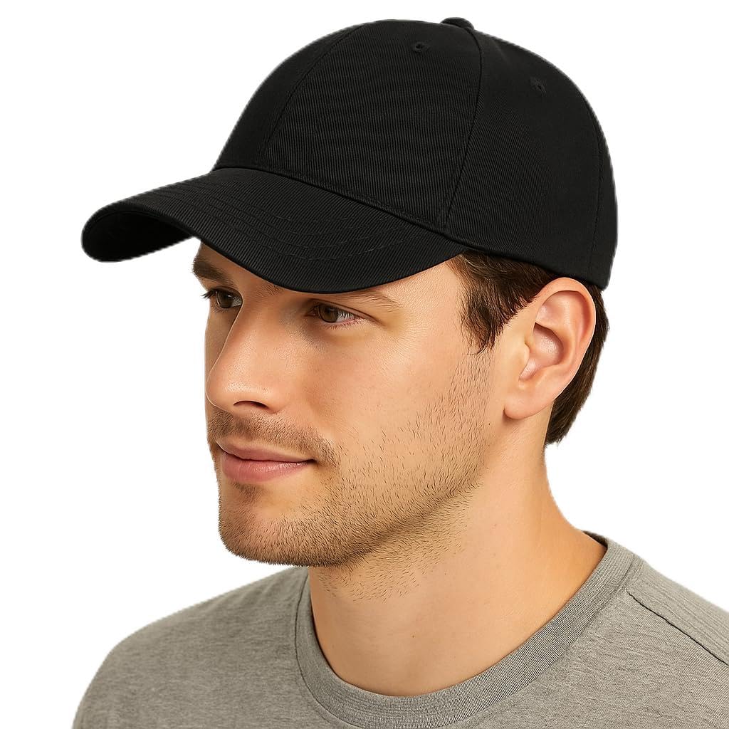 Amazon Brand - Anarva Men’s Baseball Cap | Sweatband | Breathable Holes | Free Size Adjustable Cotton Cap