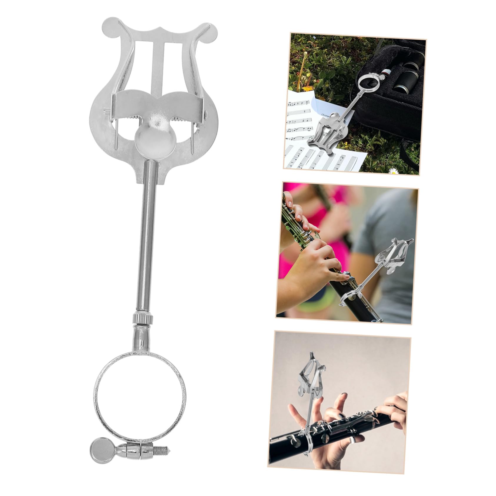 Letturino Clarinetto Sib in Ferro Argento, Clip Portatile Compatta e Leggera per Tenere Spartiti Musicali di Clarinetto, per Musicisti e Studenti