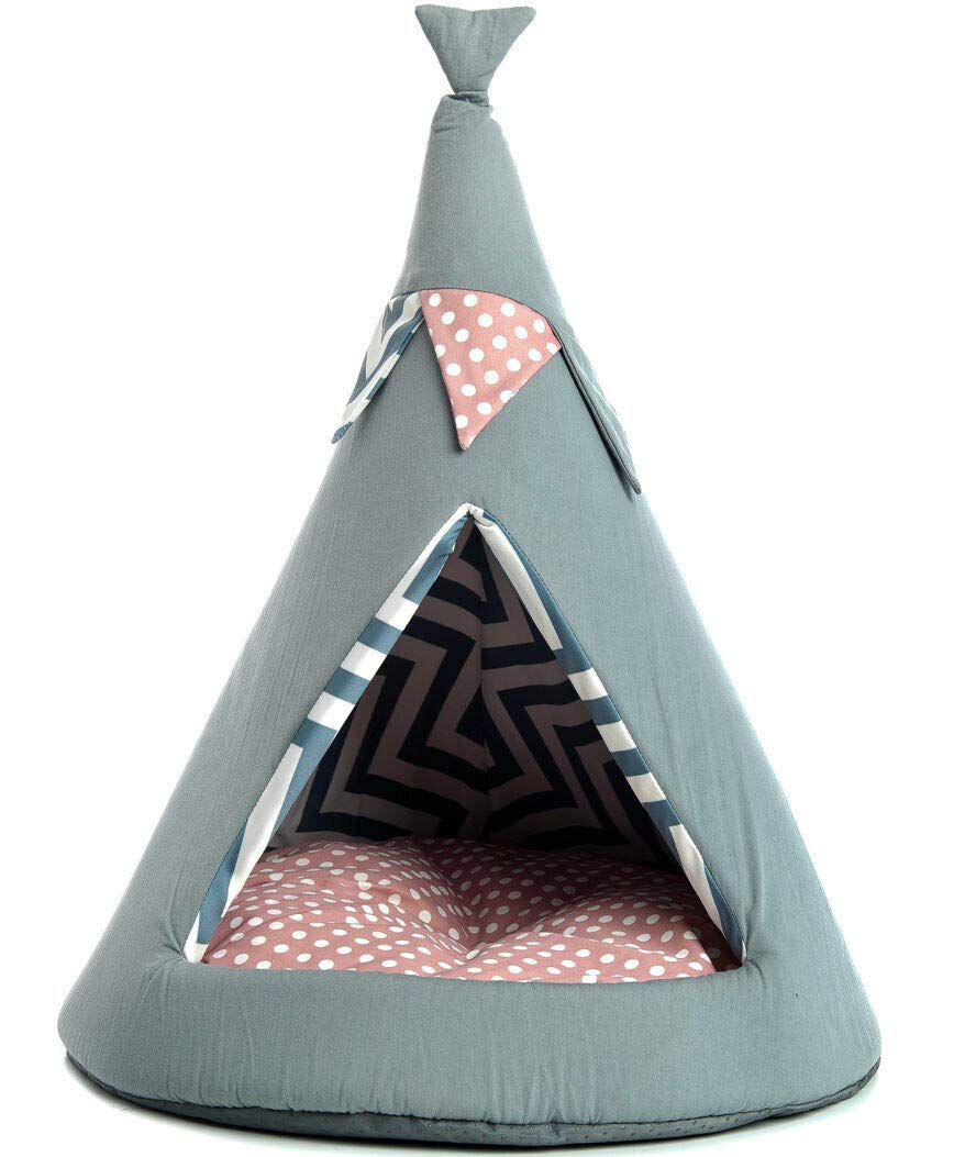 Ferribiella Cuccia chiusa'TENDOTTO' Cani o Gatti 42 xh52 cm Grigia e Rosa Made in Italy