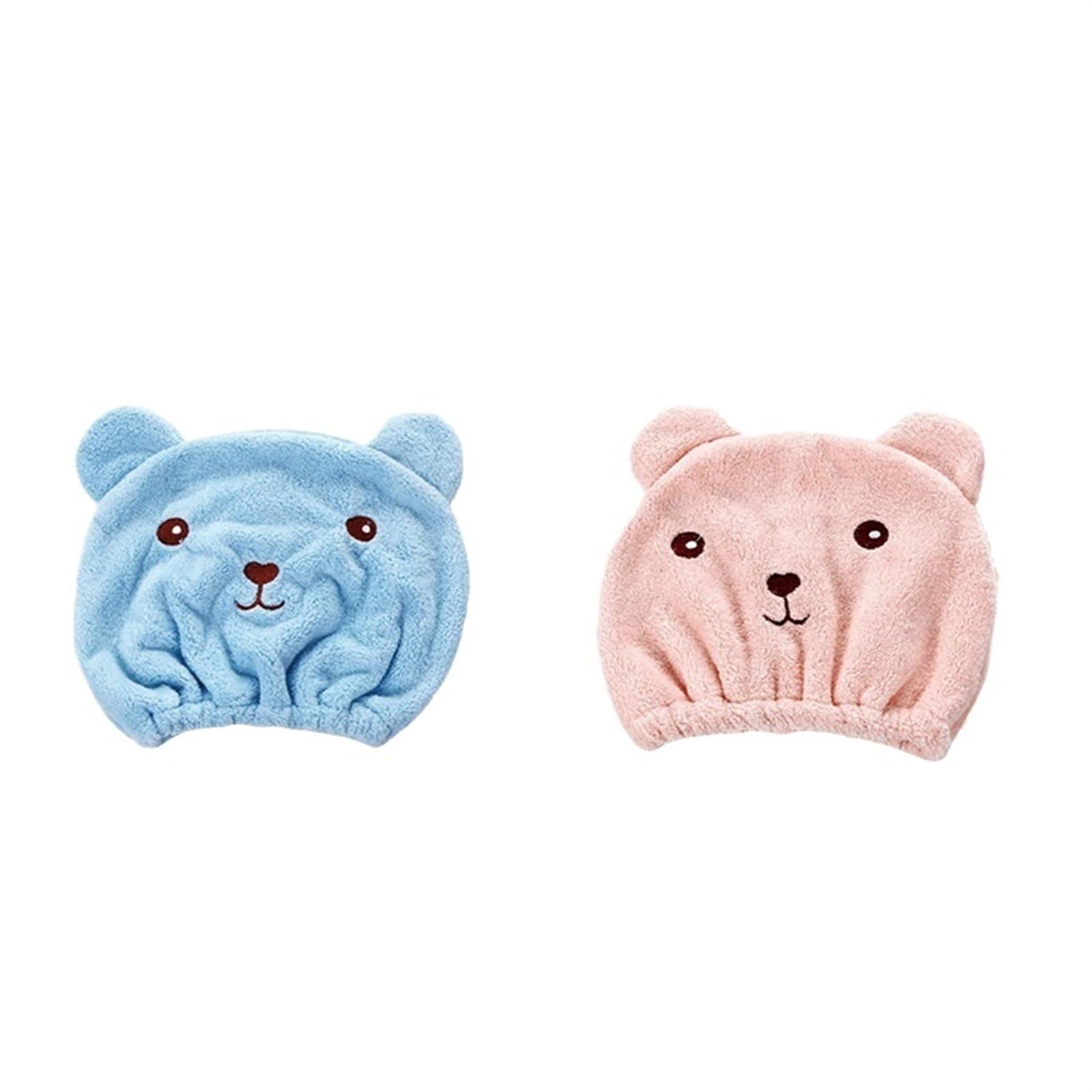 Gorro de secado for el pelo osito, toalla microfibra rápido, gorro ducha cabello, toallas envueltas, baño, accesorios Toalla Para El Pelo(2IN1,6PCS)