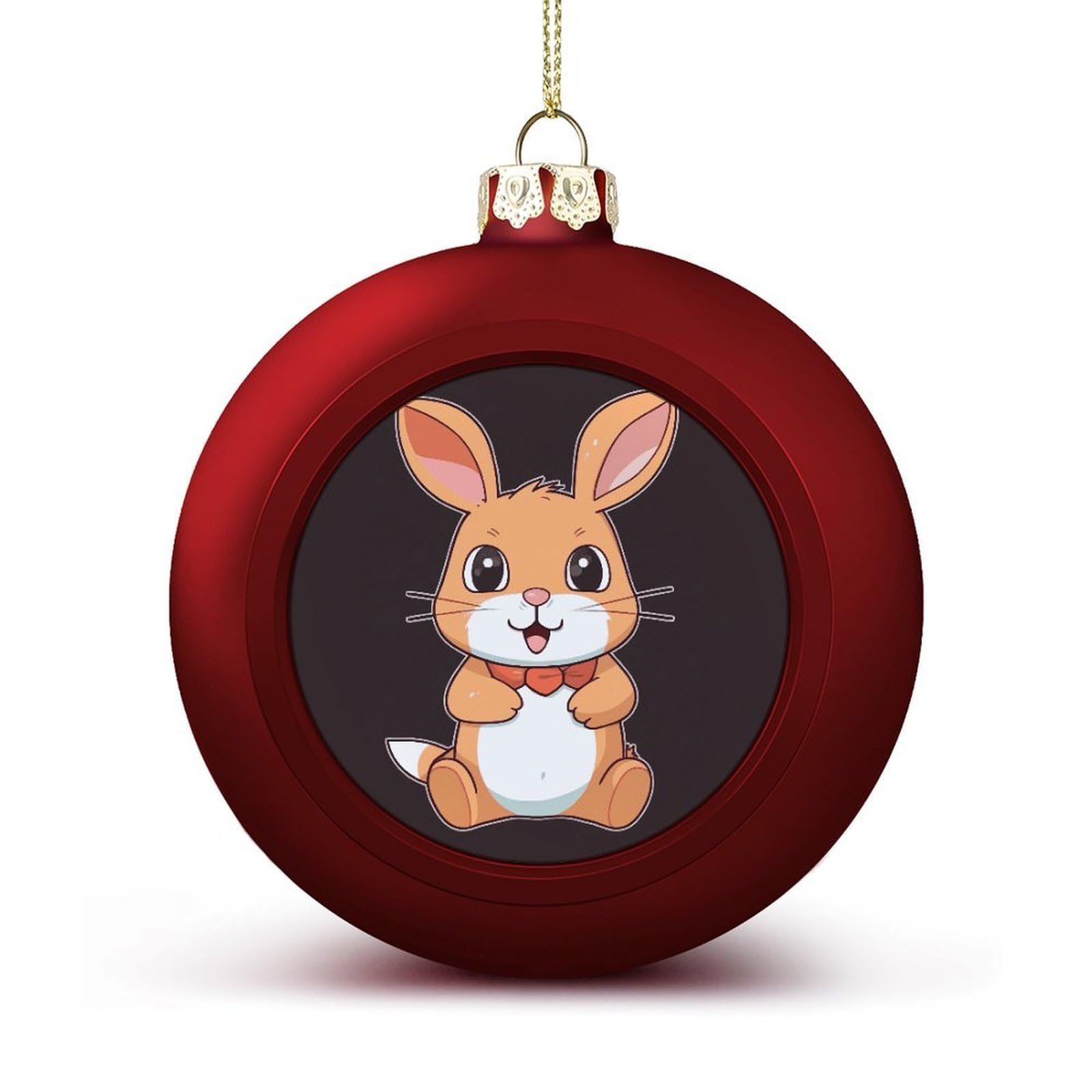 Cute Cartoon Rabbit Christmas Balls Ornaments for Xmas Christmas Tree 1.6" Hanging Shatterproof Xmas Balls Hanging Decor Pendants for Holiday Party Outdoor Indoor DIY Craft Supplies