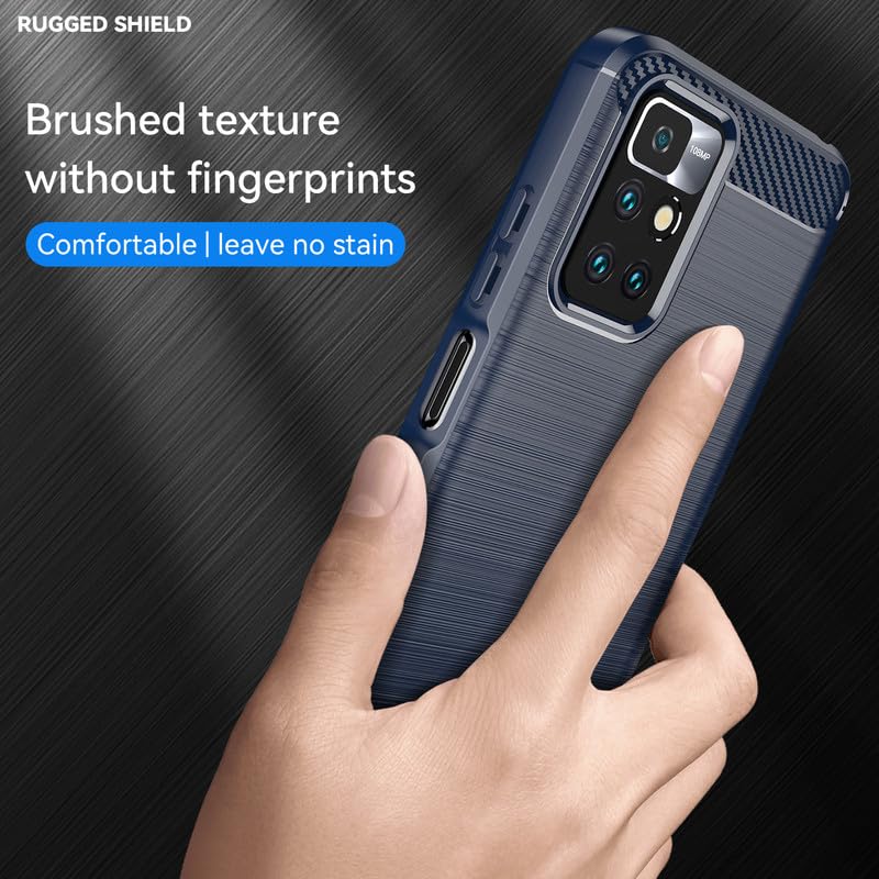 Image of Hybrid Carbon Fiber Back Case for Mi Redmi 10 Prime (Blue)