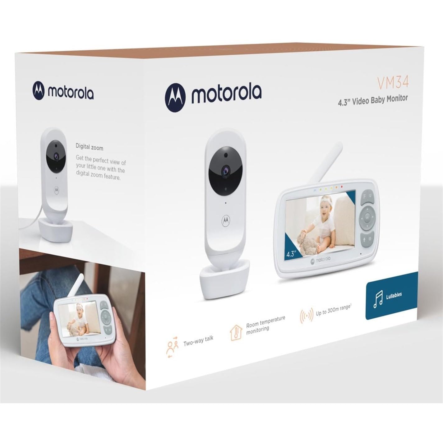 Motorola VM34 Video Baby Monitor, 4.3-Inch Display, Two-Way Talk, Night Vision, Room Temperature Monitoring, 300m Range - Image 2