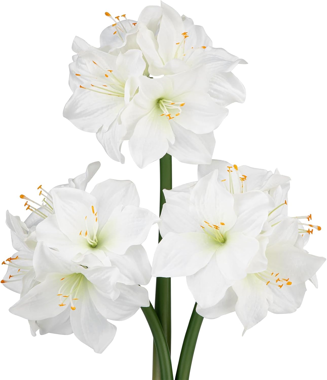 Briful 3PCS Amaryllis Artificial Flowers 17.3 Inch Faux Amaryllis Flowers Stems with 4 Heads Silk Floral Bouquet for Home Room Table Centerpiece Wedding Party Arrangements(Peach Pink)