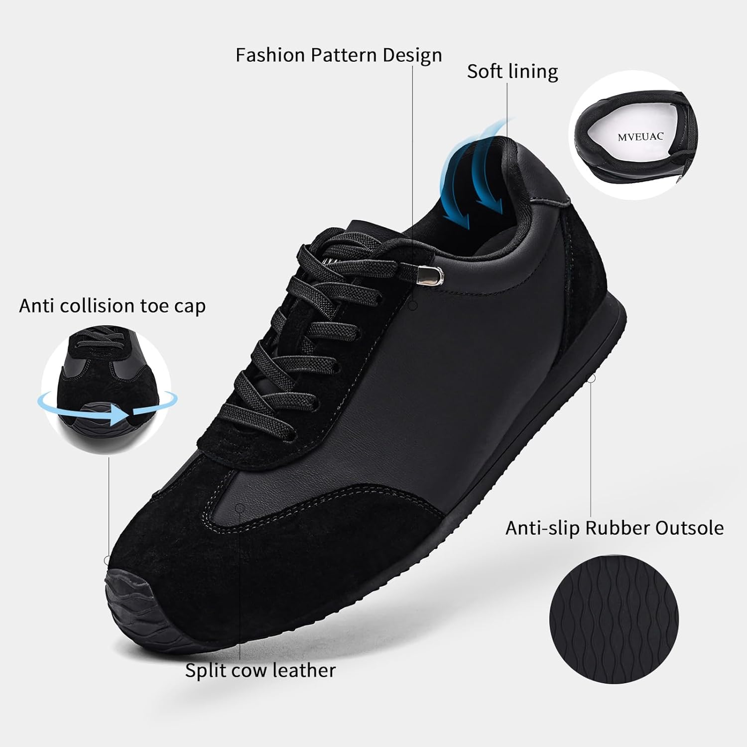 MVEUAC Women's Shoes with Cushioned Insole Comfortable No Tie Laces Genuine Leather Fashion Sneakers Walking Tennis Shoes Casual Retro - Image 4