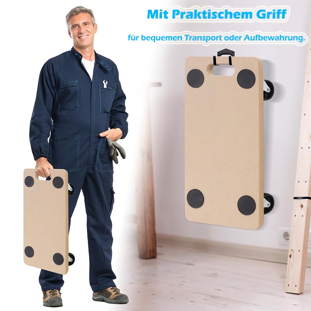 équipement Atelier Polyvalent AREBOS Planche Roulettes 2 En 1 - Siège Atelier 150kg - 6 Roues 360° Chariot Atelier AREBOS 2 En 1