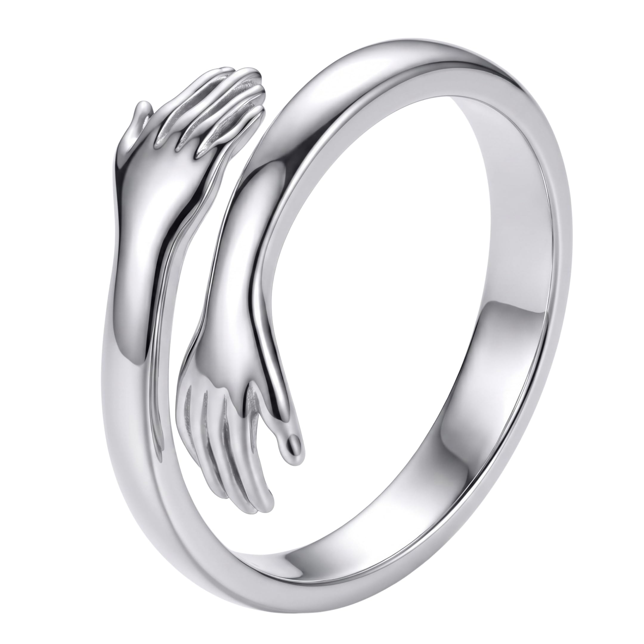the men thing HUG HANDS - Pure Stainless Steel Men’s Steel-Plated Adjustable Ring-picture-15