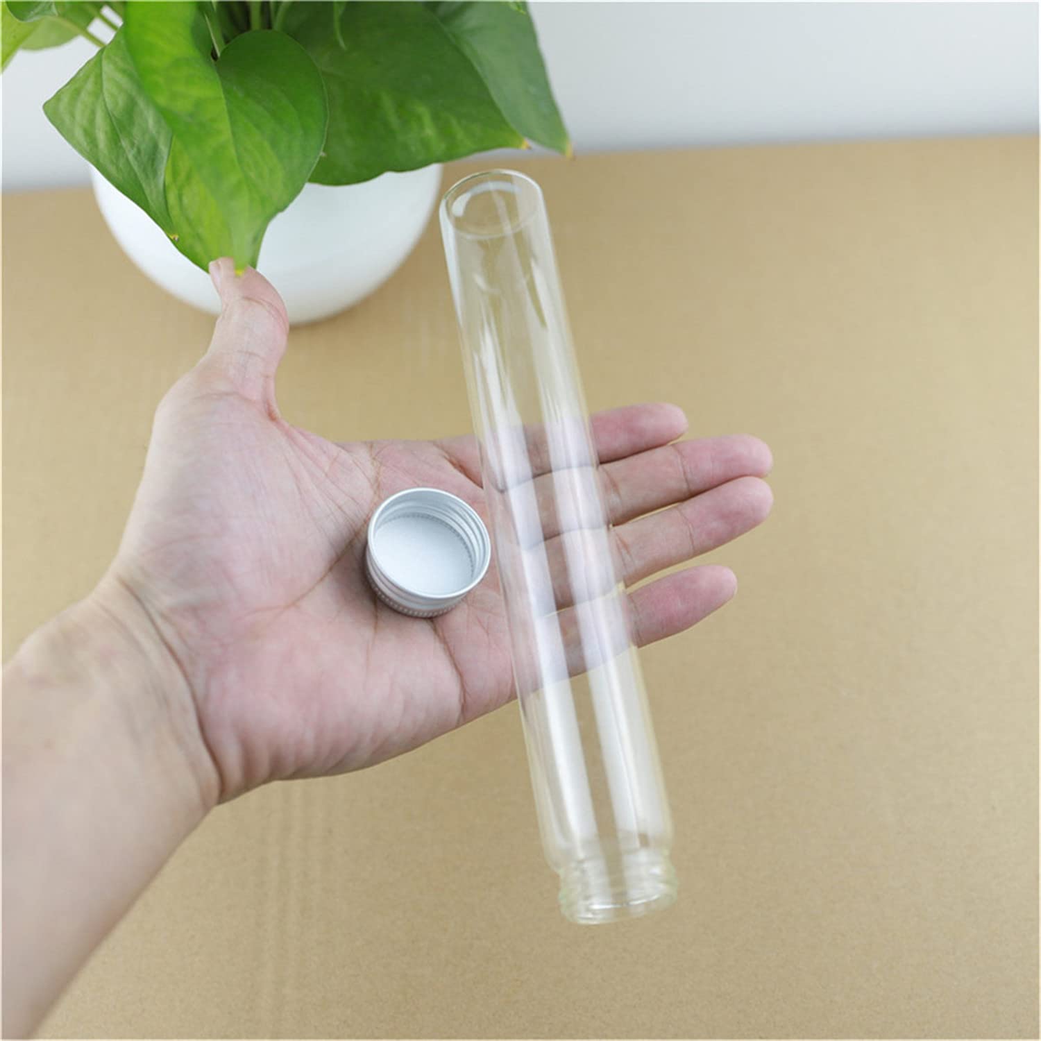 Glasreagenzgläser, 6 Stück 20 x 30 200 mm 110 ml Glasflasche Reagenzglas mit Aluminiumkappen Glasgefäße Fläschchen Parfümflasche
