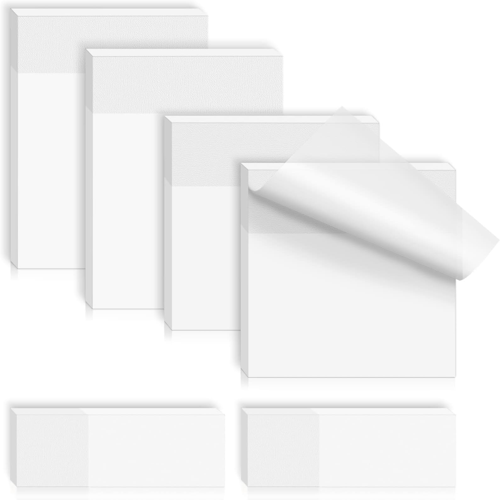 Smarpau 600 Sheets Transparent Sticky Notes, Assorted Sizes See Through Clear Sticky Notes, Translucent Sticky Notes for Annotation & Copy, School Office Supplies