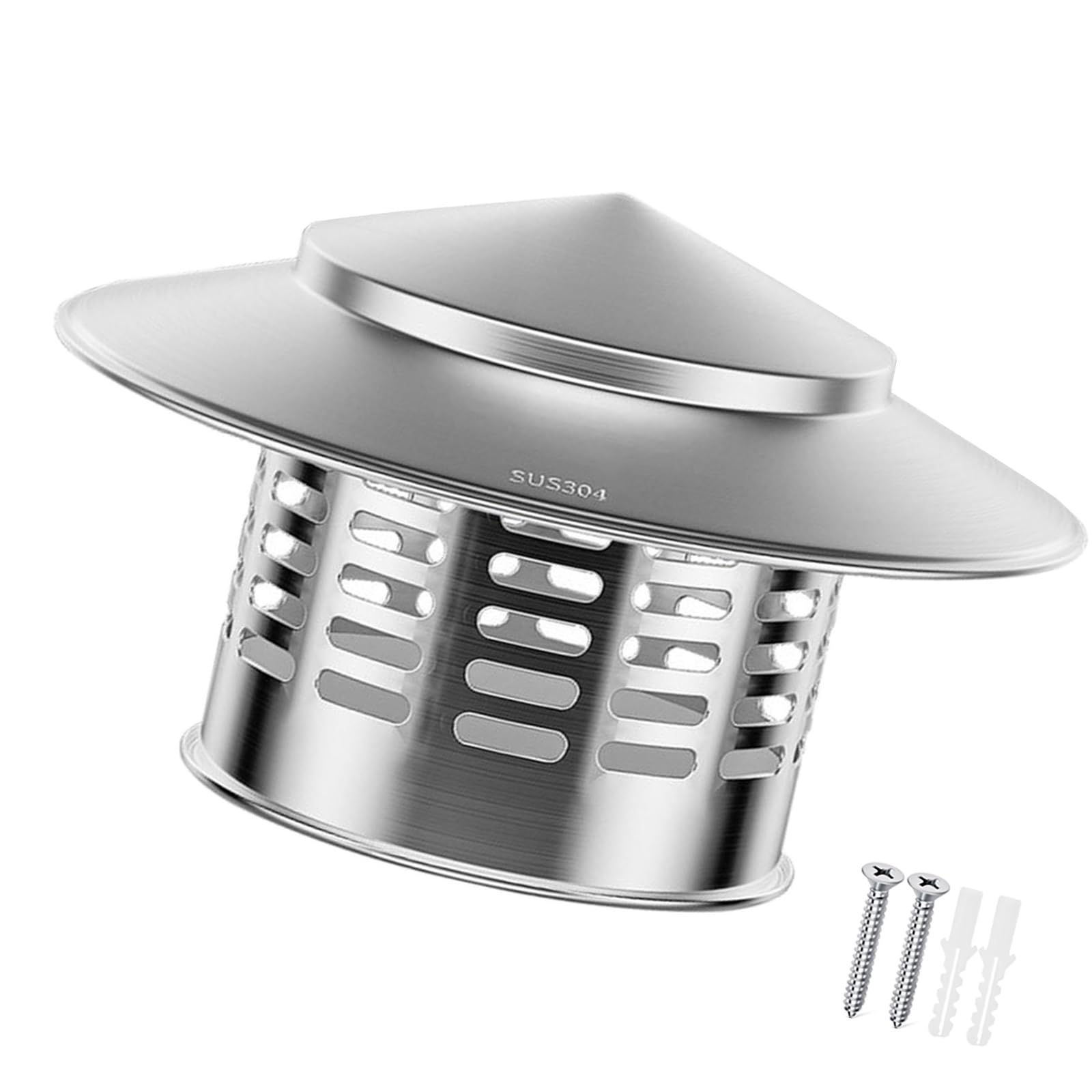 304 Stainless Steel Chimney Cap Weatherproof Chimney Rain Caps Exterior Stove Pipe Topper Fireplace Chimney Caps for Outside Roof Vent Cover Exhaust Cap, Chimney Cowl, Flue Protector(220mm/8.6in)