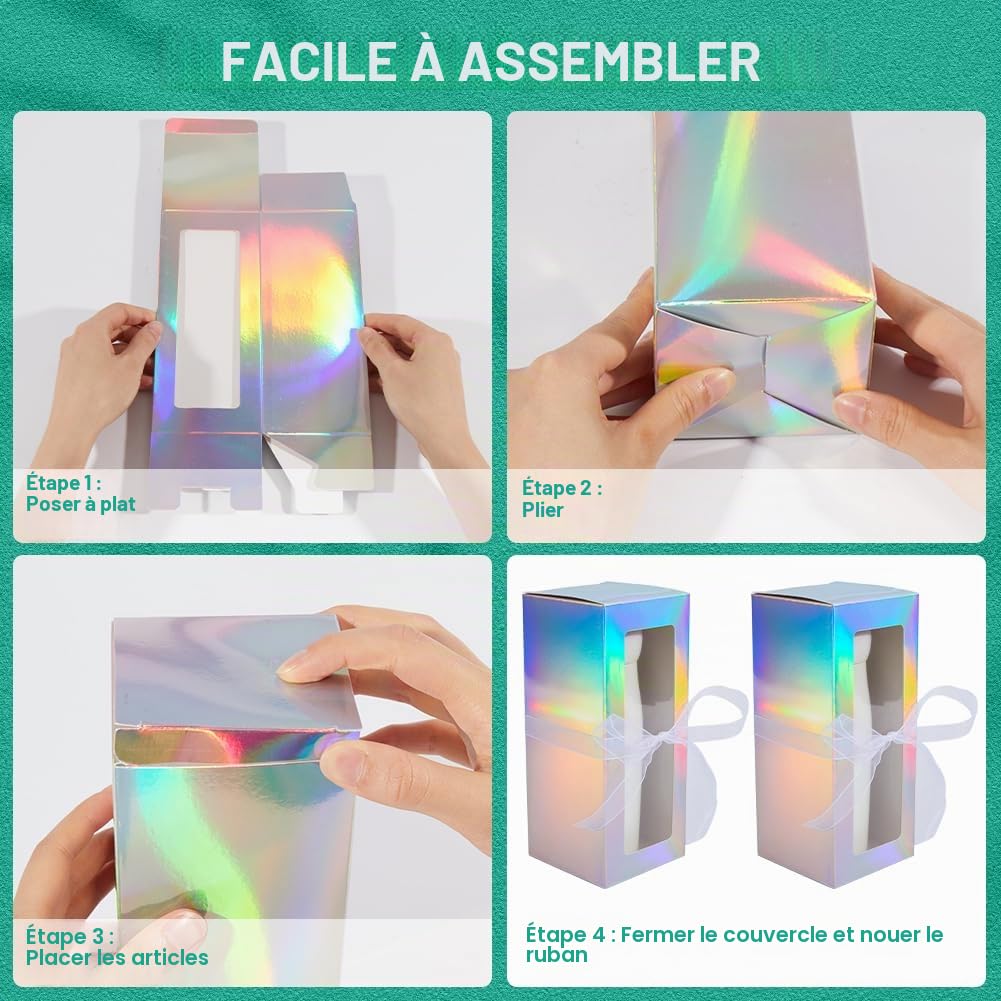 GORGECRAFT 10 boîte à Gobelets en Verre par Sublimation Coffrets Cadeaux de Noël en Carton Irisé avec Ruban en Organza de 20 mètres pour Gobelets 12oz 16oz et 20oz Emballage Cadeau de Thanksgiving