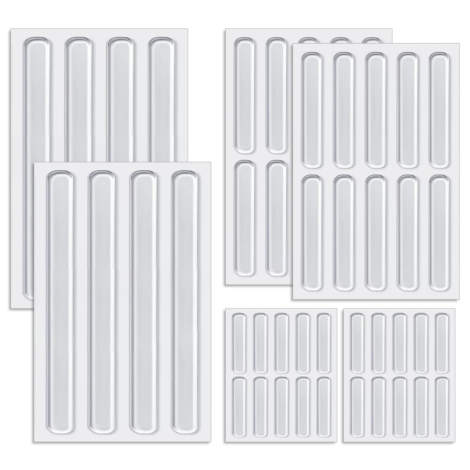 Oavie 44 Pcs Cabinet Bumpers Clear, Self-Adhesive Furniture Bumper Strips (3 Sizes), Noise Dampening Door Silencers, Transparent Anti-Collision Pads Protectors for Cupboards, Drawers & Walls