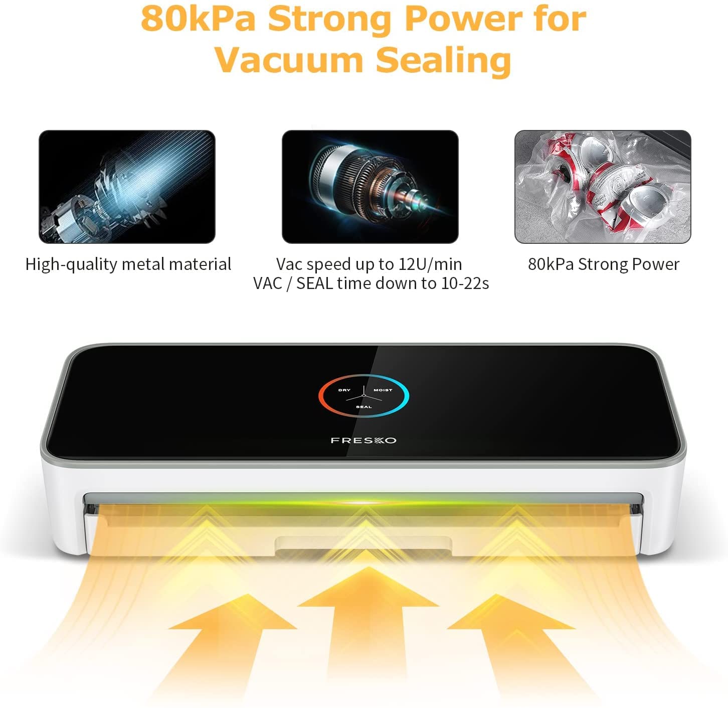 Buy FRESKO Vacuum Sealer Machine, 80kPa Automatic Food Sealers for Food