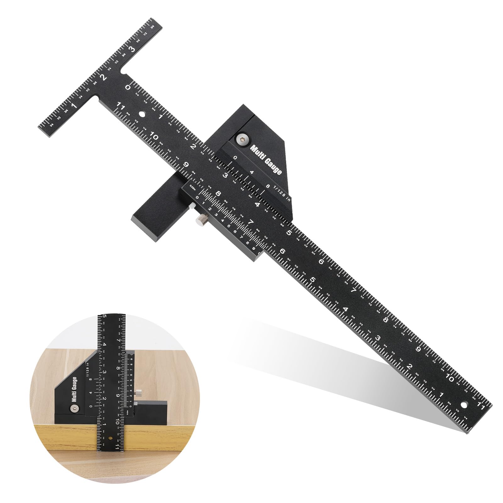 Règle En T En Alliage D'aluminium - Pour Travail Du Bois, Mesure Et Traçage, Plage 0-100 Mm / 0-210 Mm, Précision, Multifonction