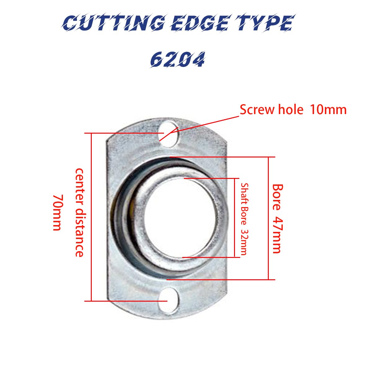 2 pcs Bearing Supports, Bearing housings, Flange Bases, Triangular, Triple-Grip, Cut-Edge Bearing Shells, 6204 6205 6206 Bearing mounting Parts (Cutting Edge type-6204)