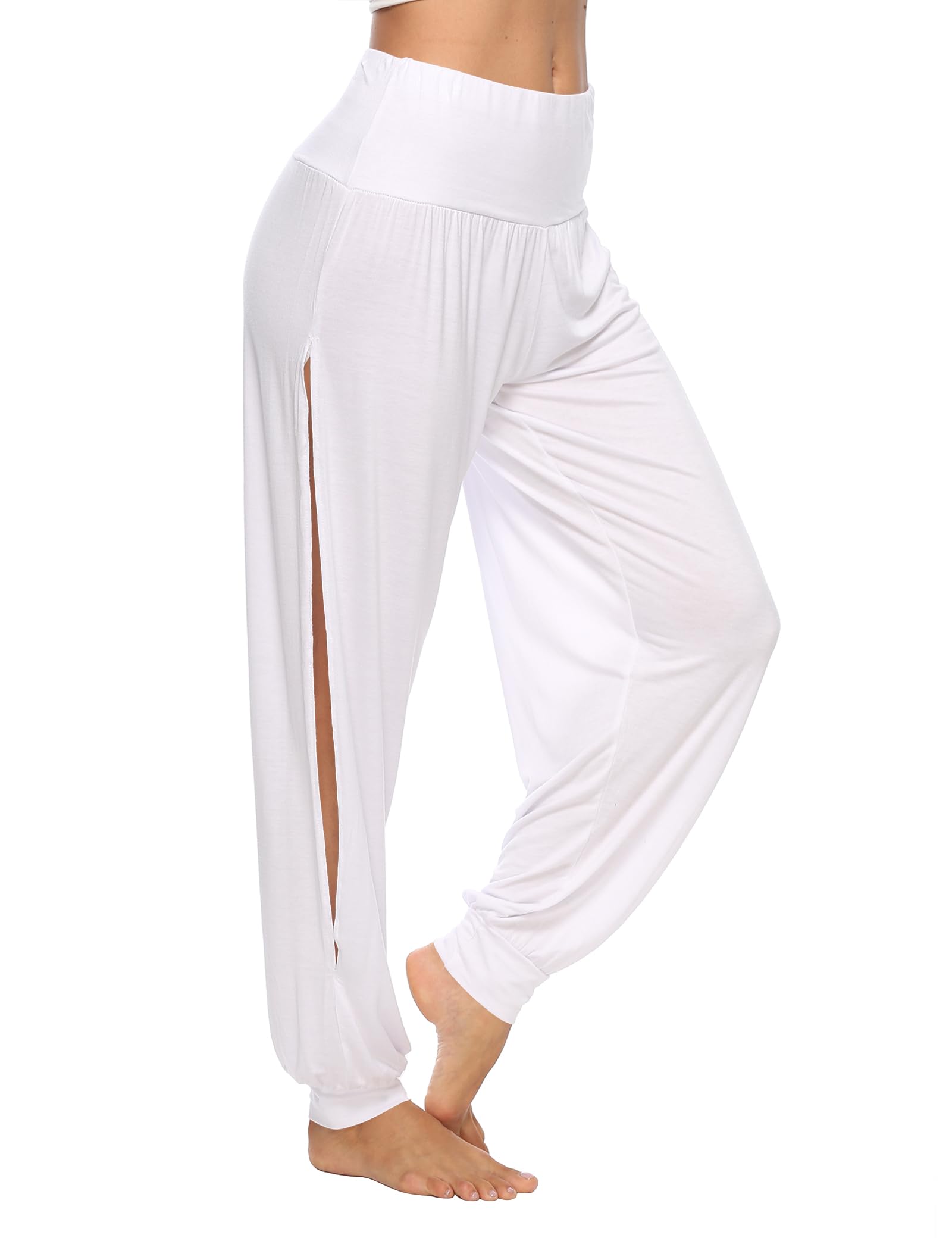 Womens Harem Yoga Pants Side Slit Sport Workout Sweatpants