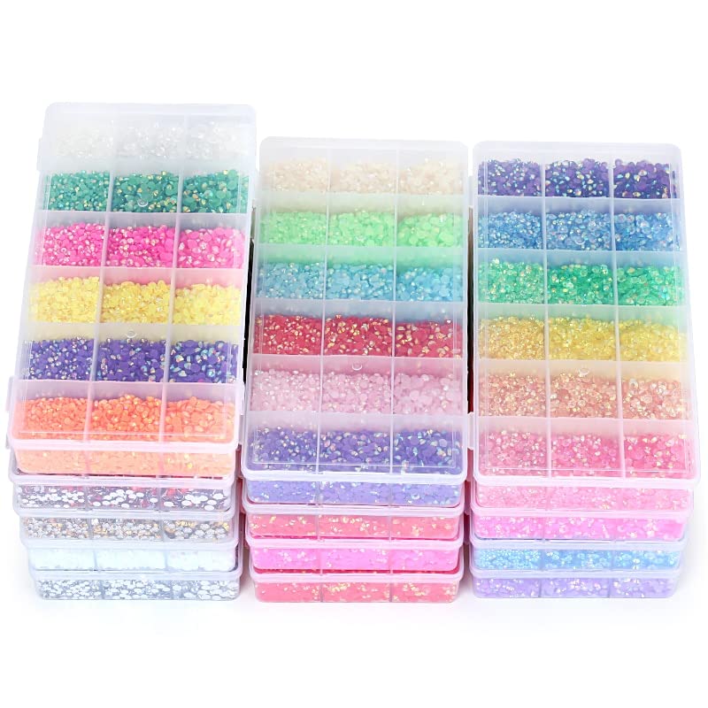 Miniatura 7 de Sunfairy Juego de 22380 diamantes de imitación de resina con parte trasera plana de 340.236 in, cristales con purpurina a granel para prendas de