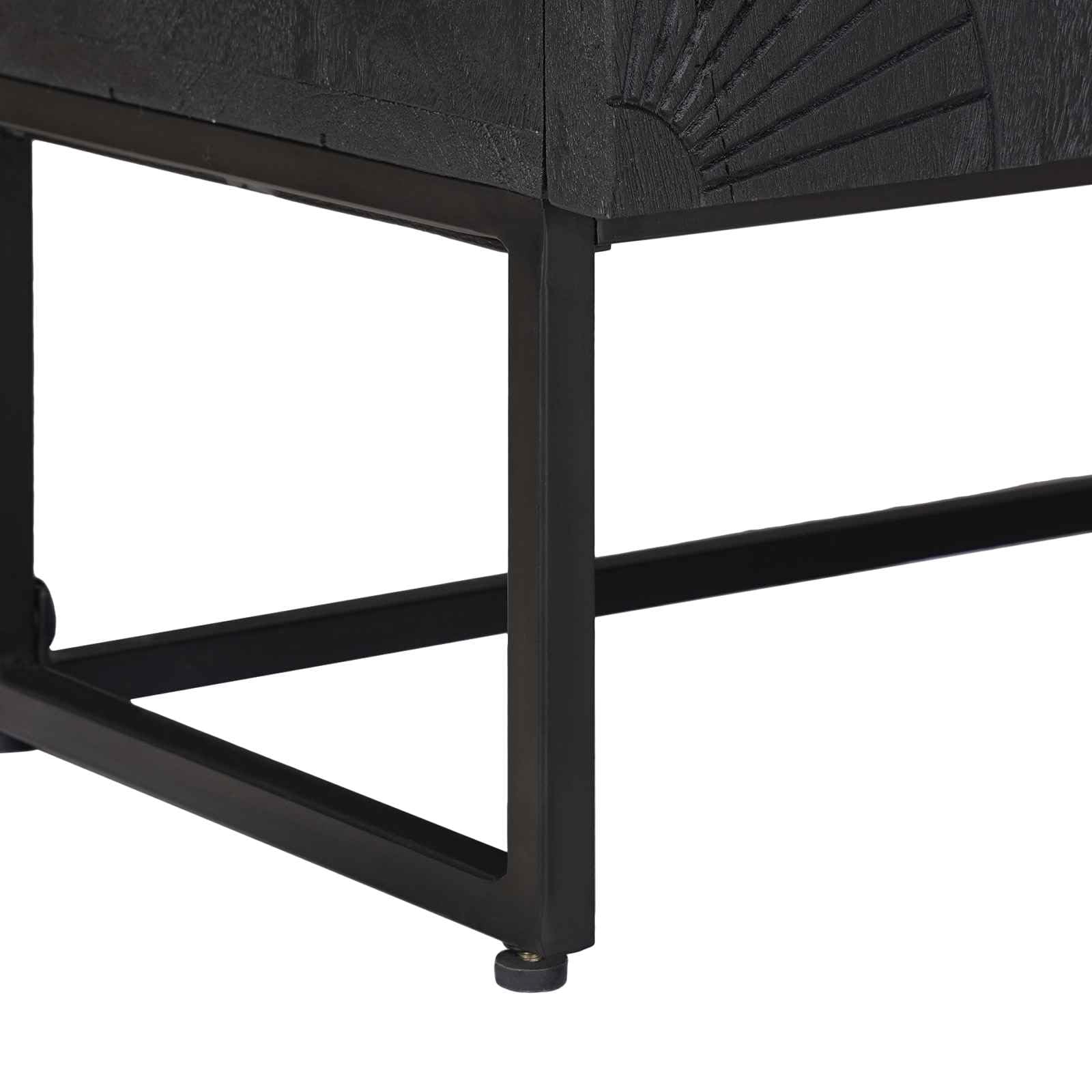 Kredenza czarny 105 x 30 x 68 cm | lite drewno mango, 2 drzwi, elegancki design, do salonu, jadalni, przedpokoju