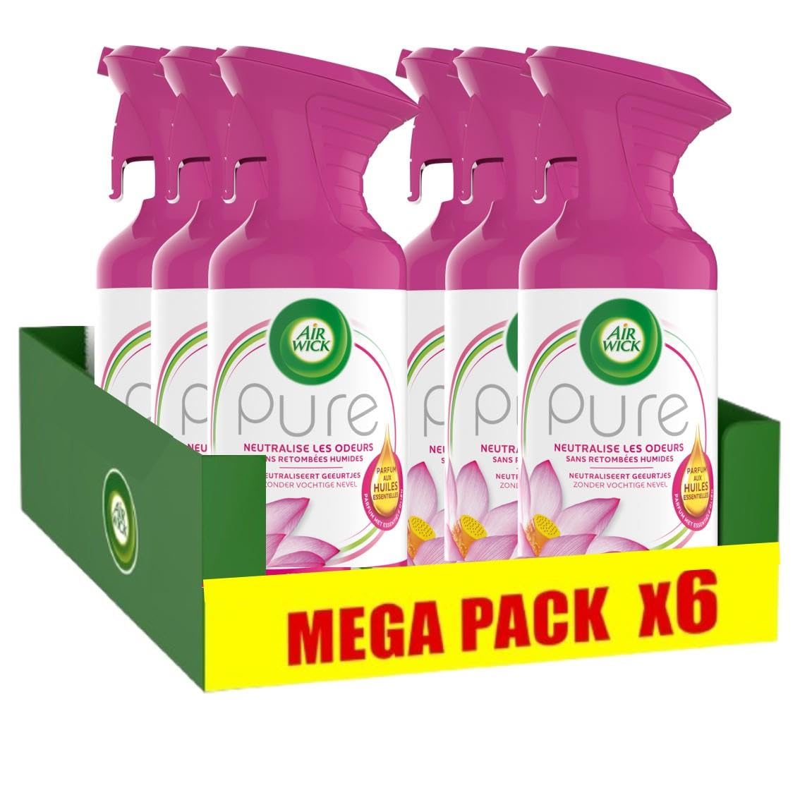 AIR WICK – Lote de 6 ambientadores puros con aroma a aceites esenciales – 250 ml