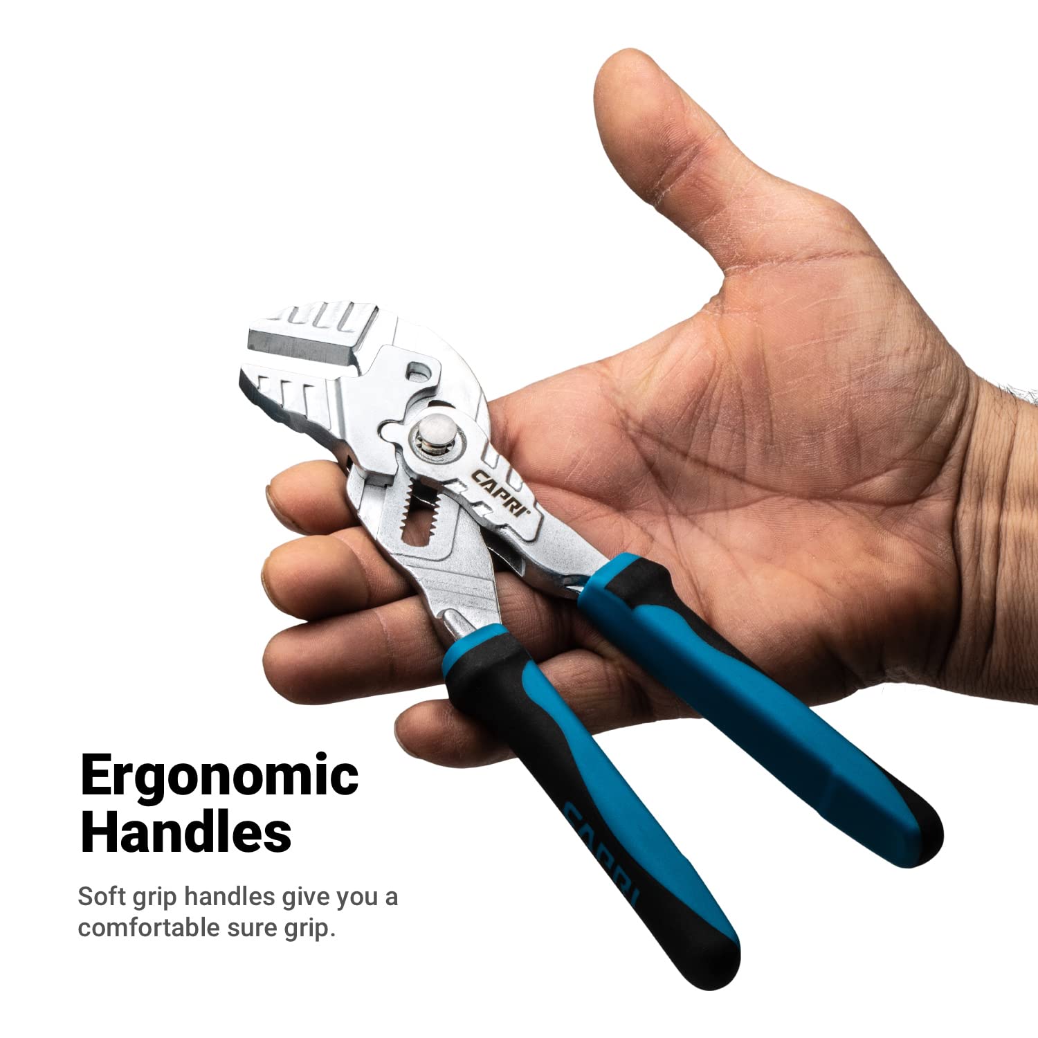 Capri Tools Juego de llaves de alicates de 7 pulgadas y 10 pulgadas, mordazas paralelas lisas con mango antideslizante de agarre suave