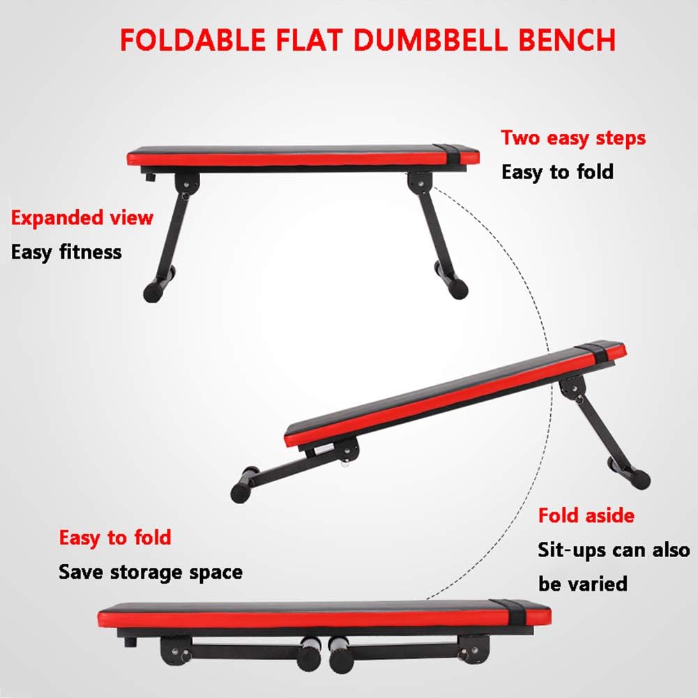 ZQQ Flat Weight Bench, Fitness Recliner Home Supine Board Multifunctional Abdominal Muscle Board Dumbbell Bench Foldable Bench Press Flat Bench Bird Bench,Black: Sports & Outdoors