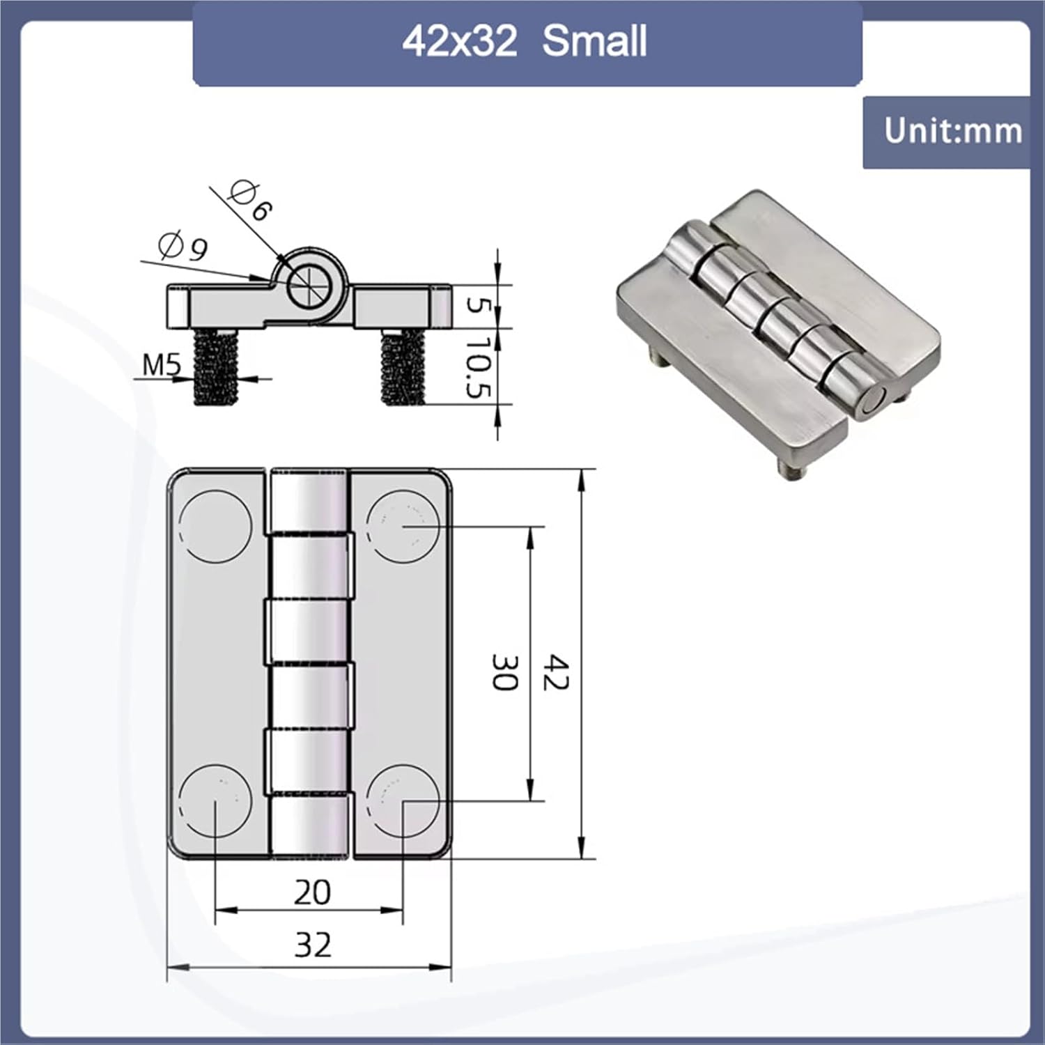 304 Stainless Steel Hinges Casting Vacuum 1Pcs(42x32 Small)
