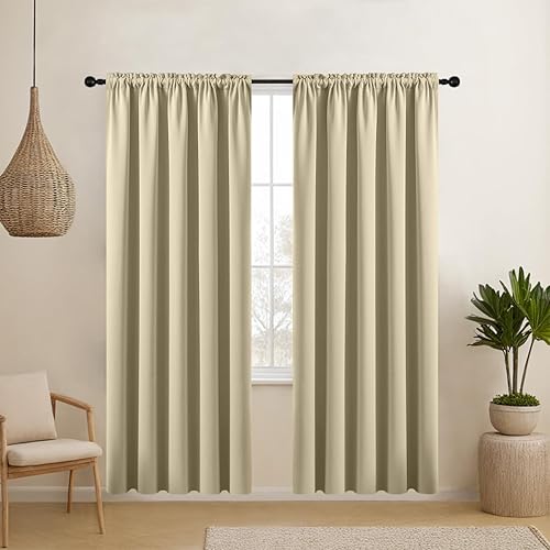CUCRAF Cortinas opacas de 72 pulgadas de largo, paneles de cortina para ventana para oscurecer la habitación, bolsillo para barra, cortinas sólidas