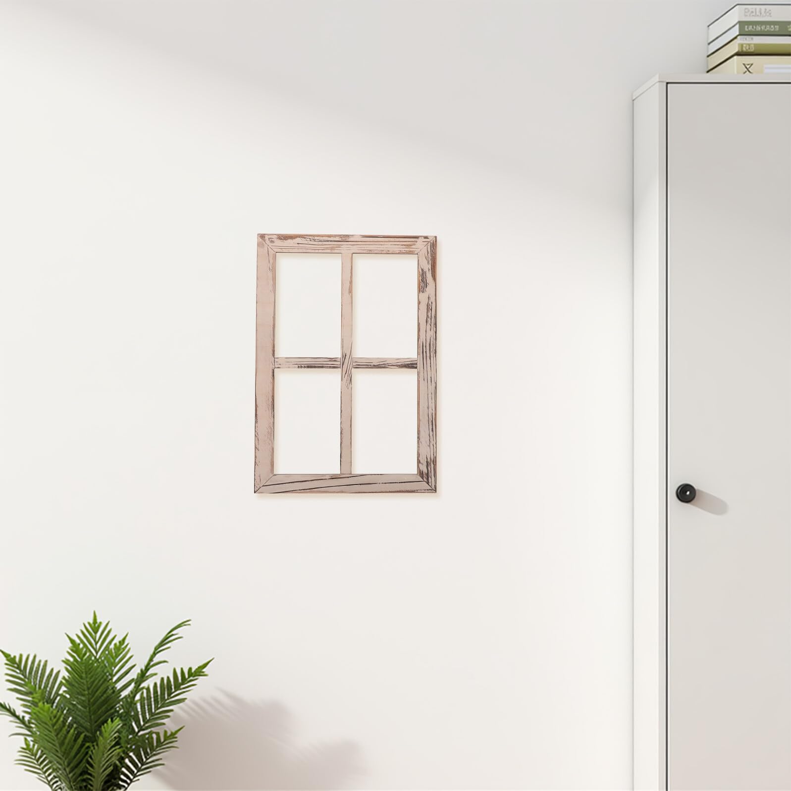 2 Stück Holzimitat Fensterdekoration im Landhausstil Rustikal | Holz, Vintage Optik, Lichtsteuerung und Montage Design, für Landhausküche und Wohnzimmer