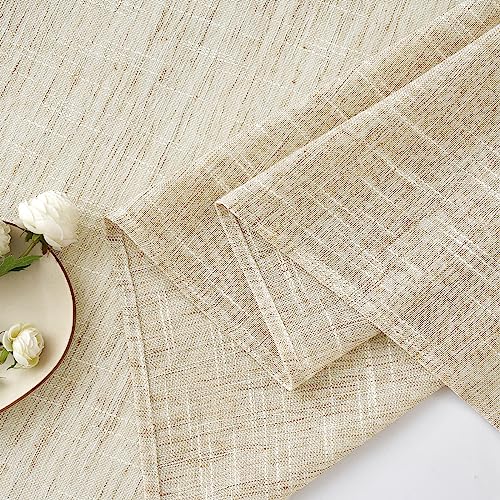 EMEMA Linen Curtains with Eyelets White Living Room Modern Linen Curtain Linen Look Children's Room Curtain Kitchen Bedroom Set of 2 140 x 215 cm (W x H) - Image 2