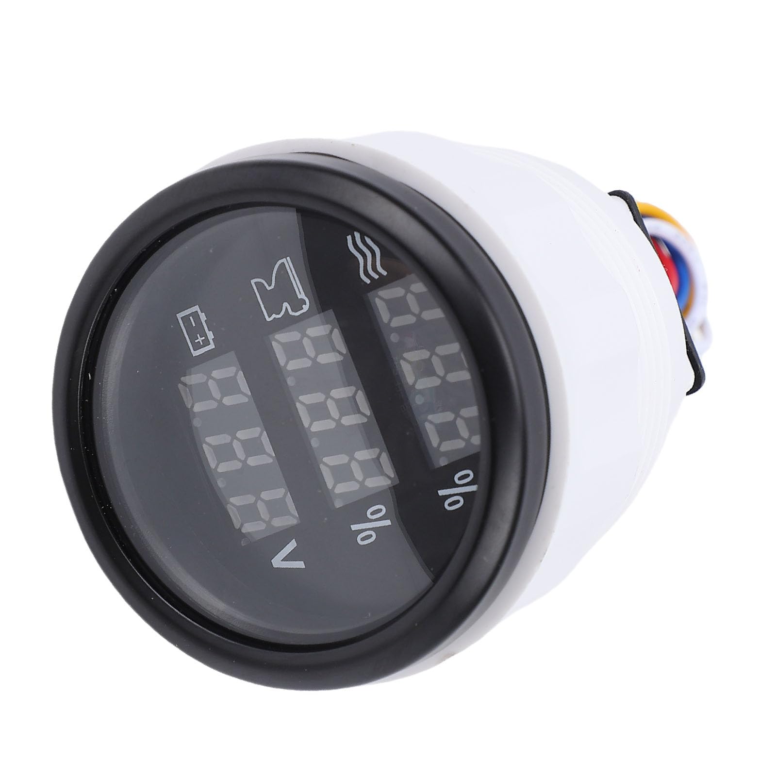 Medidor Digital 3 en 1 de 52 Mm, Monitor de Voltaje de Aguas Residuales de Nivel de Agua con Función de Alarma para Automóvil, Barco Marino, RV, Pantalla Azul (Esfera negra, bisel negro.)