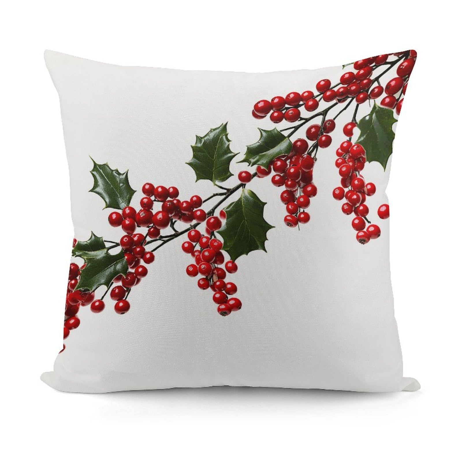 VstaDank Holly Berry Branches Throw Pillow Covers Fade-Resistant Plush Pillow Case Cozy Square Cushion Case Removable Pillowcase Exquisite Pillow Shams Soft Pillow Protector 18"x18"